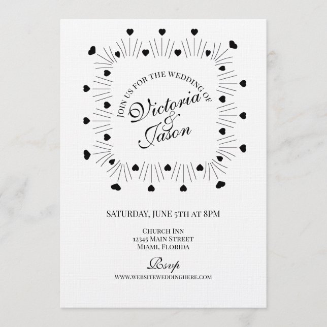 Doodle Hearts Frame Script Wedding Inbjudningar (Framsida)