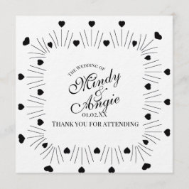 Doodle Hearts Frame Script Wedding Inbjudningar