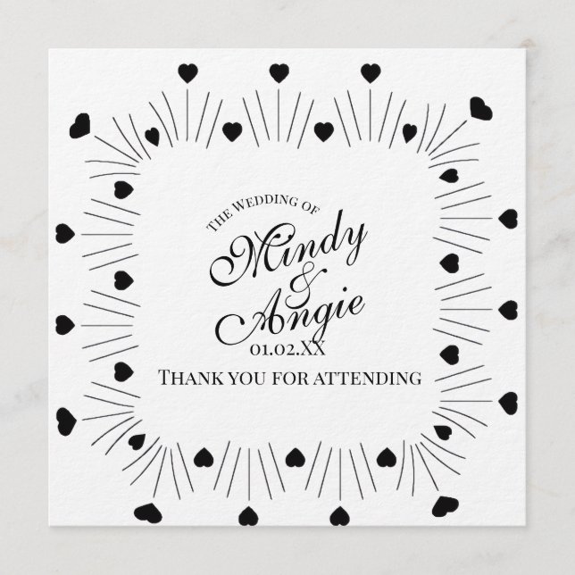 Doodle Hearts Frame Script Wedding Inbjudningar (Framsida)