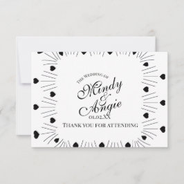 Doodle Hearts Frame Script Wedding Tack Kort