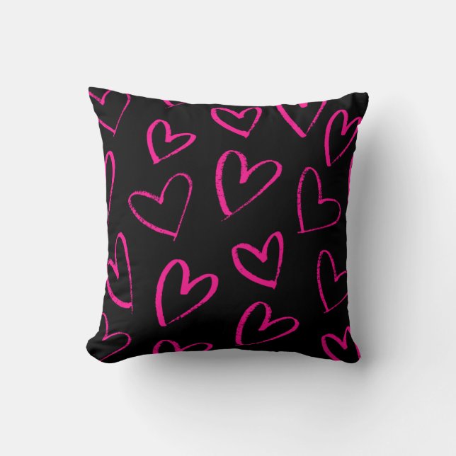 Doodle Hearts Mönster Kudde (Framsida)