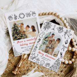 Doodle Helgdag Card Foton Julkort Quirky