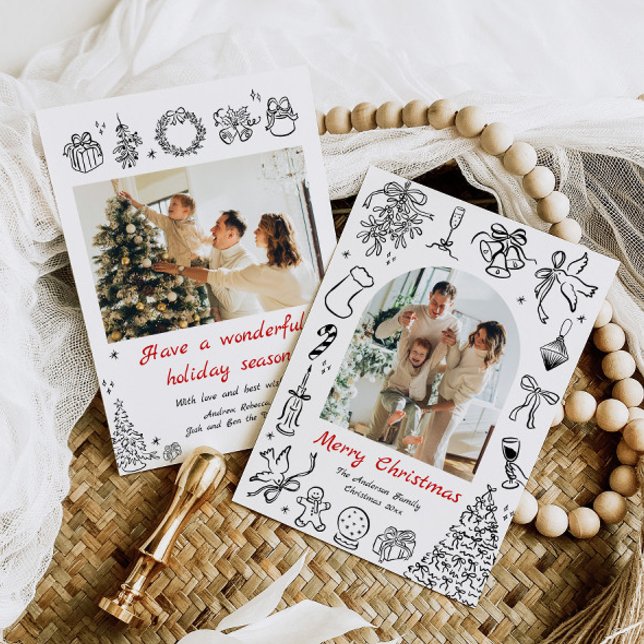 Doodle Helgdag Card Foton Julkort Quirky (Skapare uppladdad)