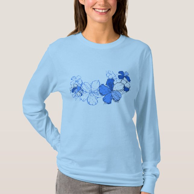 Doodle Hibiscus Dam Tee Shirt (Framsida)