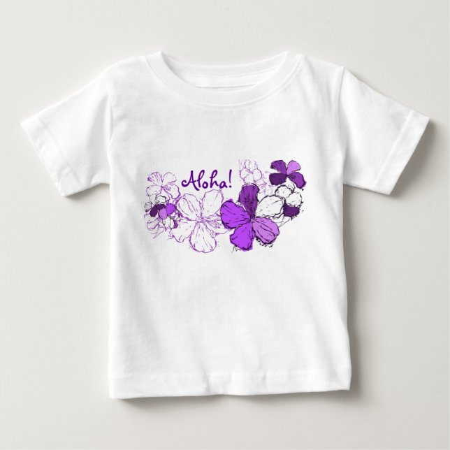 Doodle Hibiscus Hawaiian Aloha T-shirt (Framsida)