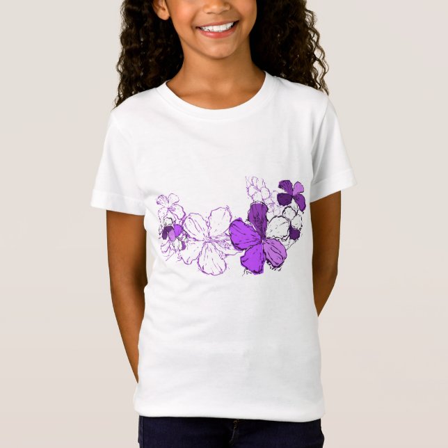 Doodle Hibiscus Hawaiian Blommigt Illustration T Shirt (Framsida)