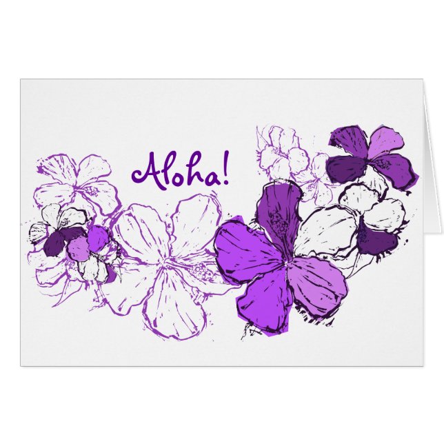 Doodle Hibiscus Hawaiian Illustration Hälsningskort (Framsidan Horizontal)