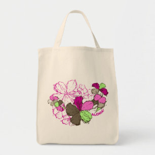 Doodle Hibiscus Livsmedel Tote Tygkasse