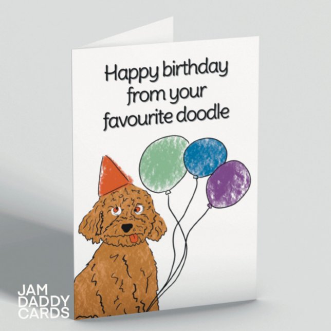 Doodle Hund Birthday Card Kort (Skapare uppladdad)