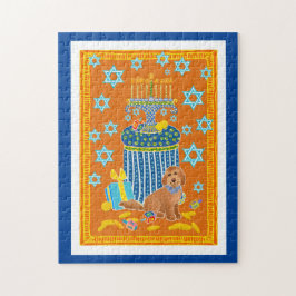 Doodle Hund Hanukah jigszasmunstycke Pussel