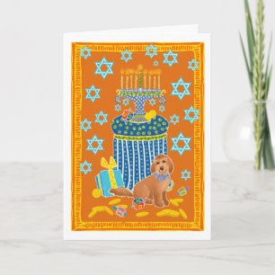 Doodle Hund Hanukah Kort