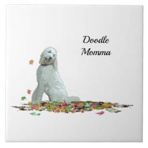 Doodle Hund i Löv keramiskt plattor Kakelplatta