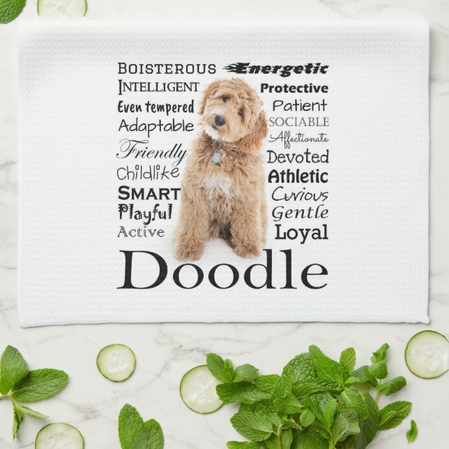 Doodle Hund Traits Kökshandduk (Vikta)