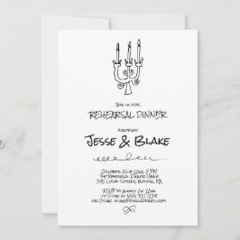 Doodle Illustrations Bröllop i Black and White Inbjudningar