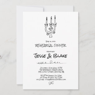 Doodle Illustrations Bröllop i Black and White Inbjudningar