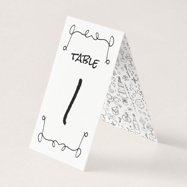 Doodle Illustrations Bröllop i Black and White Kort (Framsida)