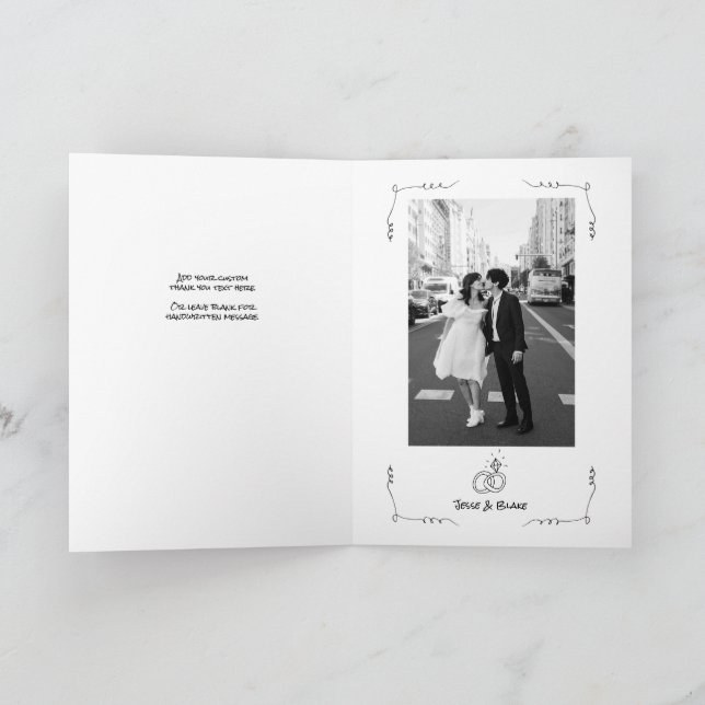 Doodle Illustrations Bröllop i Black and White Kort (Inuti)