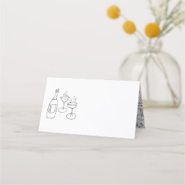 Doodle Illustrations Bröllop i Black and White Placeringskort