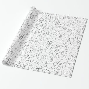 Doodle Illustrations Bröllop i Black and White Presentpapper