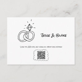 Doodle Illustrations Bröllop i Black and White Tilläggskort