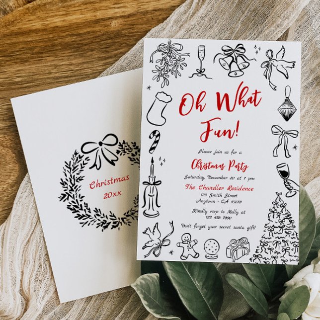 Doodle-inbjudan till julfest Quirky Helgdag Inbjudningar (Skapare uppladdad)