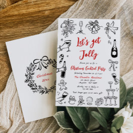 Doodle jul Cocktail Party-inbjudan Quirky Inbjudningar