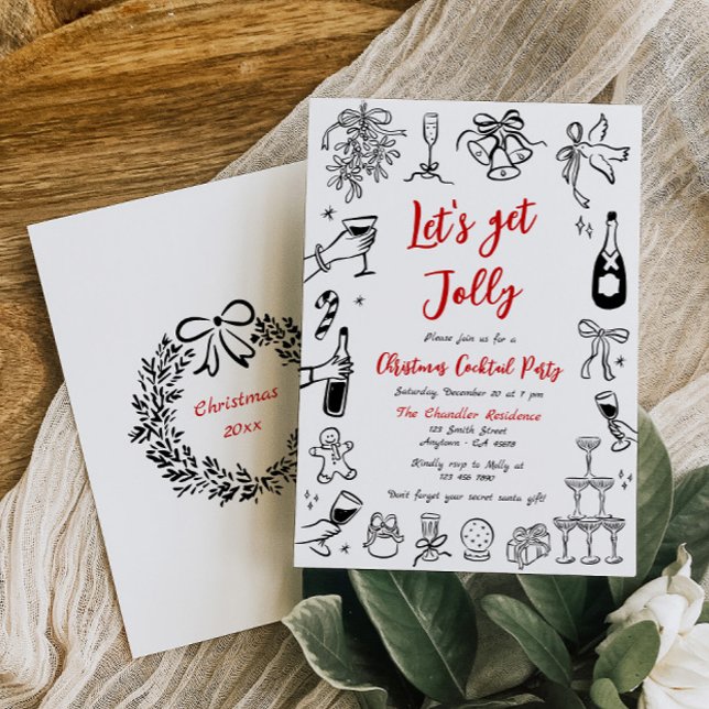 Doodle jul Cocktail Party-inbjudan Quirky Inbjudningar (Skapare uppladdad)