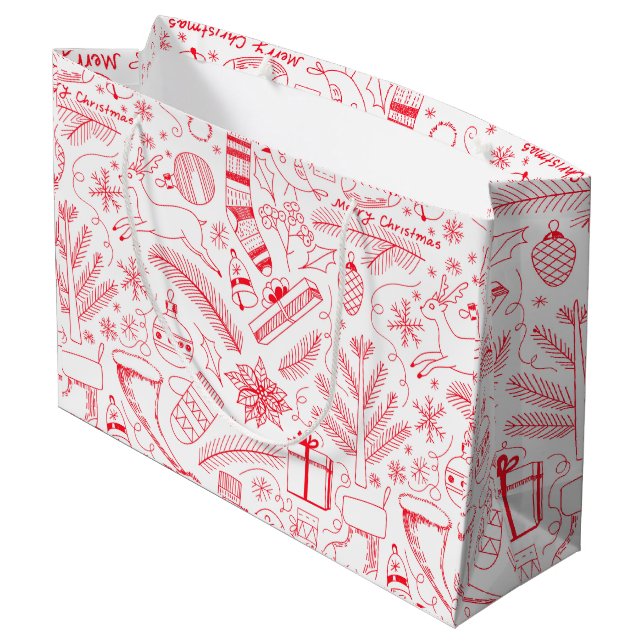 Doodle jul mönster red (Baksidan Vinklad)