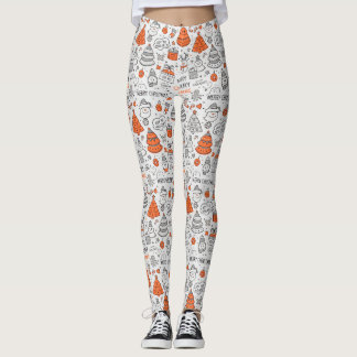 Doodle jul orange grå mönster leggings