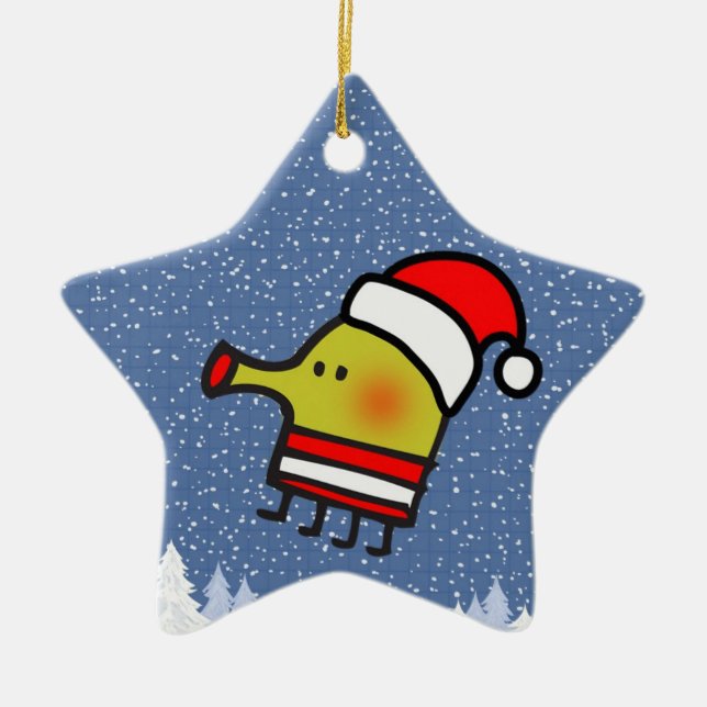 Doodle Jump jul Star Ceramic Ornament (Framsidan)