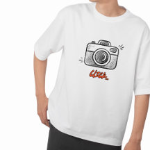 Doodle Kamera Klick Typografi Minimal T-shirt