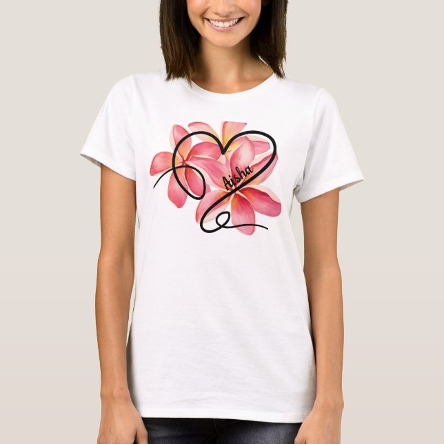 Doodle Kärlek Heart & Flowers T Shirt (Framsida)