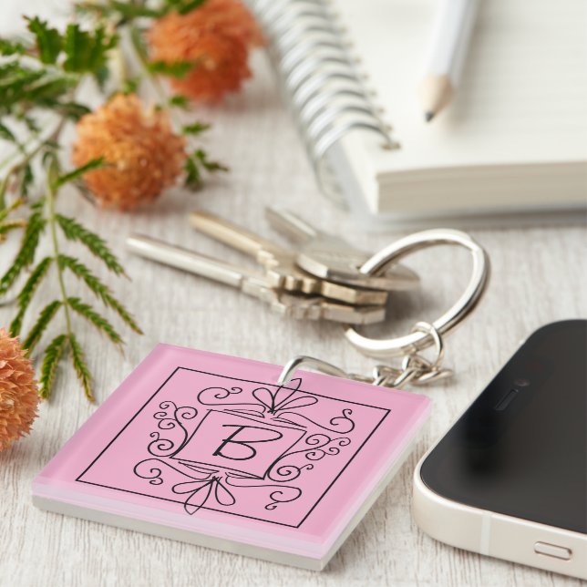 Doodle keychain with custom name monogram (Högra Framsidan)
