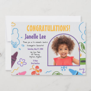 Doodle Kindergarten Studenten Bild Party Inbjudningar