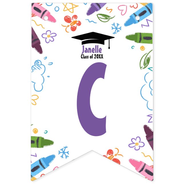 Doodle Kindergarten Studenten Bunting Banner Vimplar (Första flaggan)