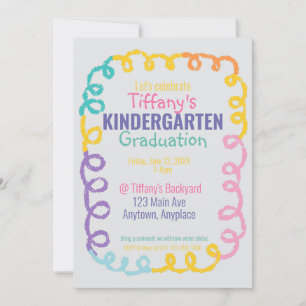 Doodle Kindergarten Studentfest-inbjudan Inbjudningar