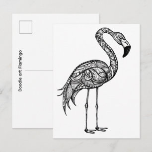 Doodle konst Flamingo Vykort