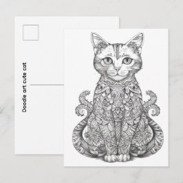 Doodle konst söt katt vykort