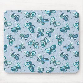 Doodle Kryp Butterflies - blue - children mönster. Musmatta