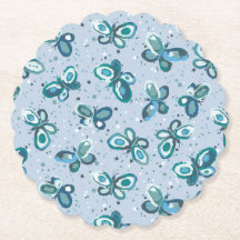 Doodle Kryp Butterflies - blue - seamless mönster.