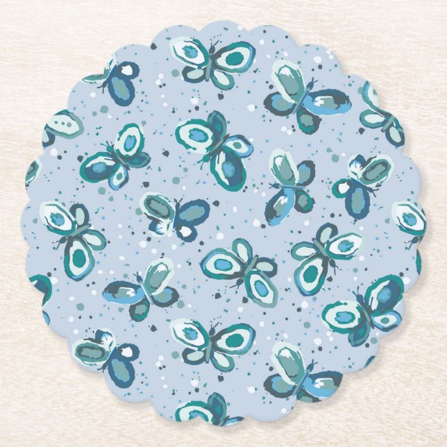 Doodle Kryp Butterflies - blue - seamless mönster. Underlägg Papper (Framsida)