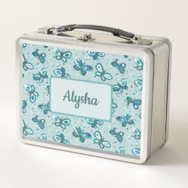 Doodle Kryp Butterflies - turkos - children mönste