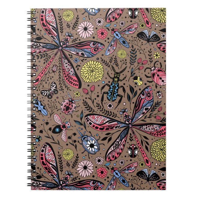 Doodle kryp på mocha brun anteckningsbok (Framsidan)