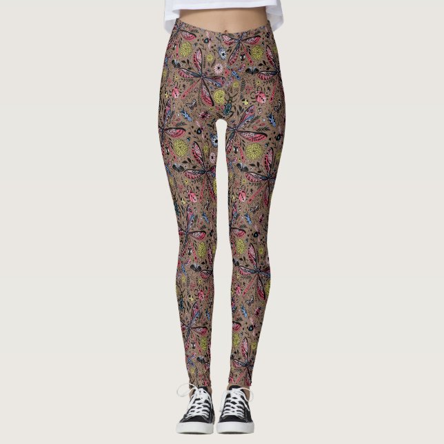 Doodle kryp på mocha brun leggings (Framsida)