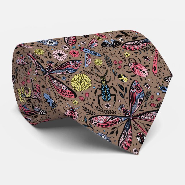 Doodle kryp på mocha brun slips (Rullad)