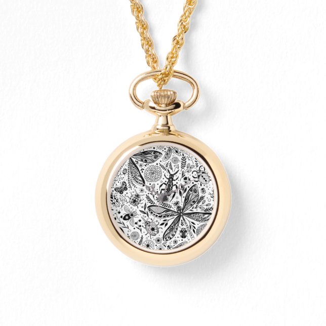 Doodle kryp på mörk blått armbandsur (Framsida)