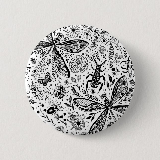 Doodle kryp på mörk blått knapp (Framsida)