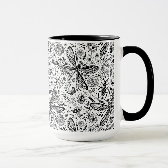Doodle kryp på mörk blått mugg (Höger)