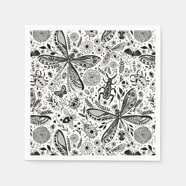 Doodle kryp på mörk blått pappersservett (Framsidan)