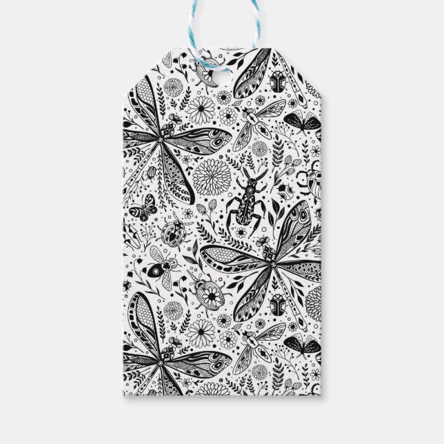 Doodle kryp på mörk blått presentetikett (Framsidan)